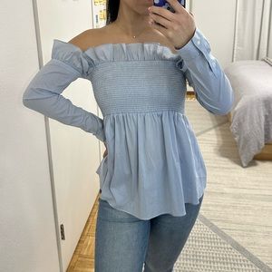 Pinstripe ruffle top